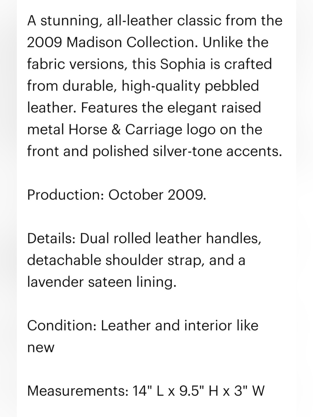 Coach Madison Collection Ashley Sofia Black Pebbled Leather Purse Satchel 14574 - Picture 12 of 12